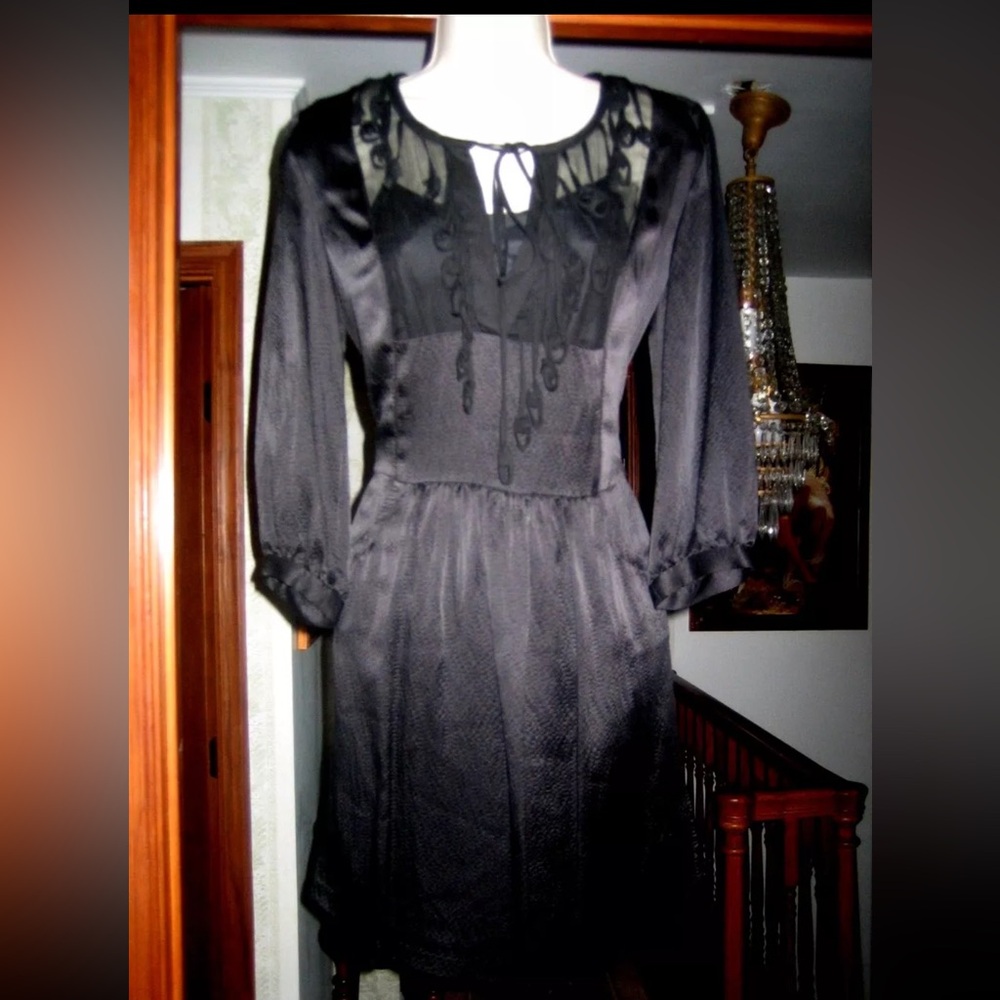$475 Development by Erica Davies black 100% silk dress. NWT